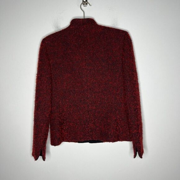 Kasper ASL Blazer Womens 4 Red Tweed Holiday Wool Mohair Blend Textured Twee - Picture 8 of 15
